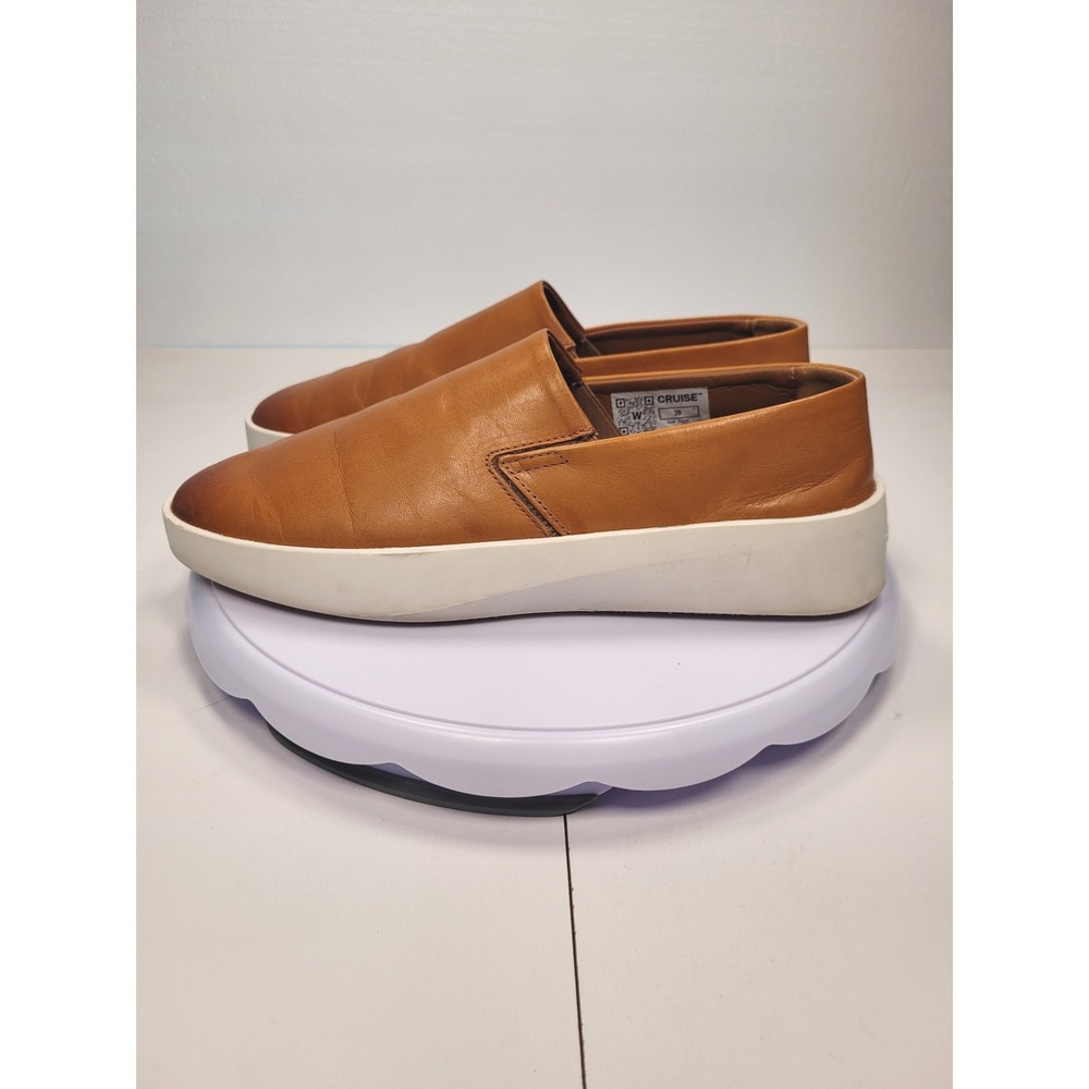 Wolf & Shepherd Cruise Unisex Honey Brown Leather Slip On Sneaker Size 6.5M 8W